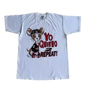 Vintage Joe Hockey Yo Quiero 2 Repeat Viva Detroit Dog White Shirt 90 Size Large